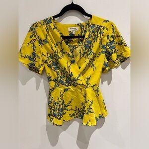 Monteau Yellow Floral Wrap Blouse